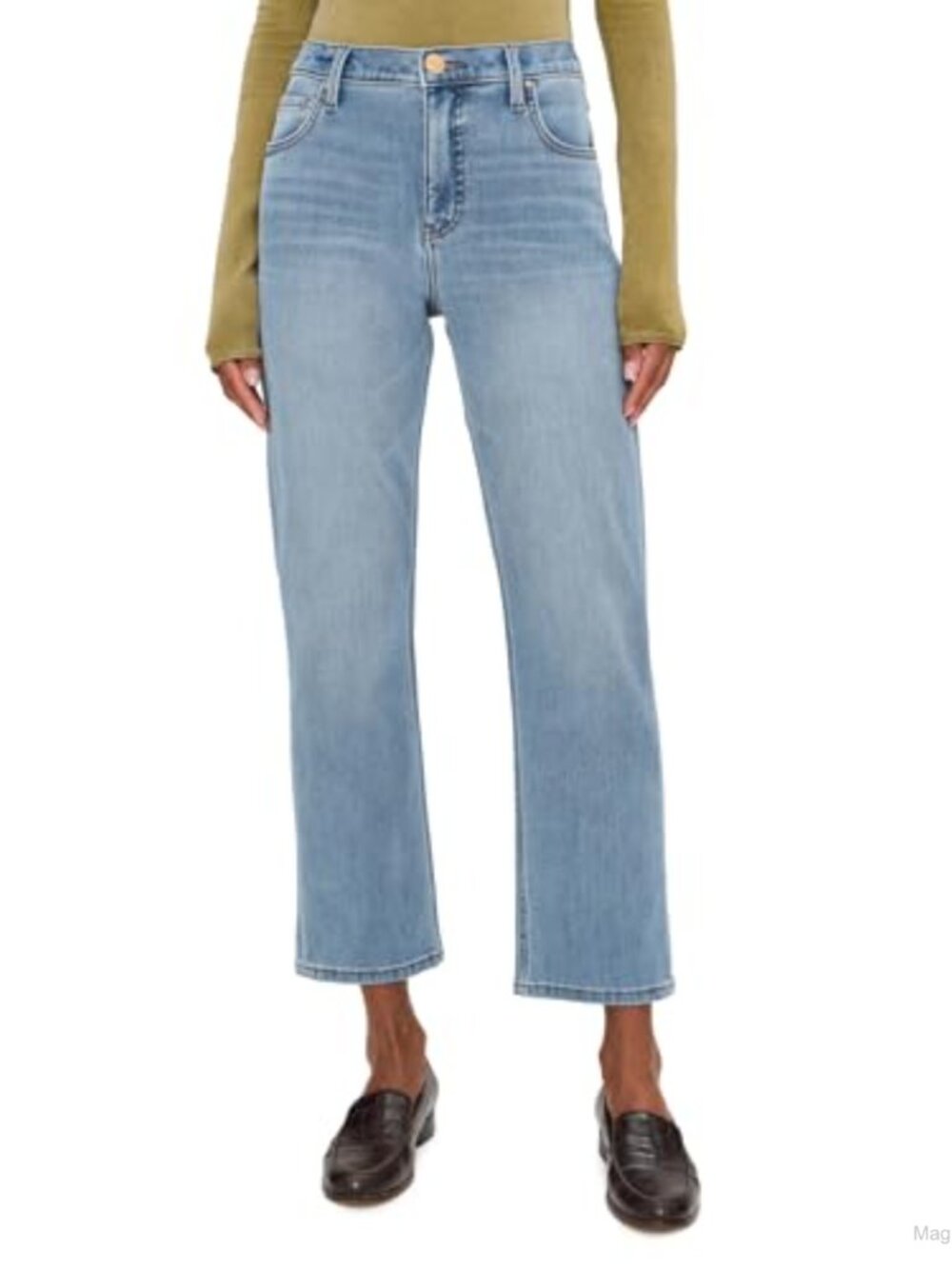 High-Rise Straight Leg Stretch Denim Jeans 28 Inseam